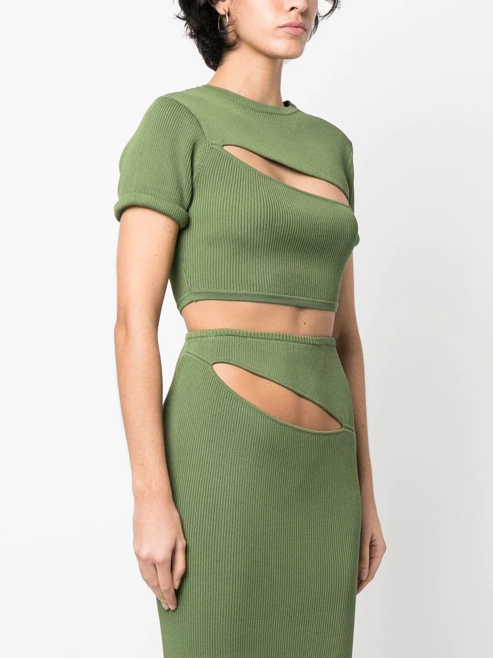 Christopher Ester Slashed Tee and Skirt Set in Vert Green