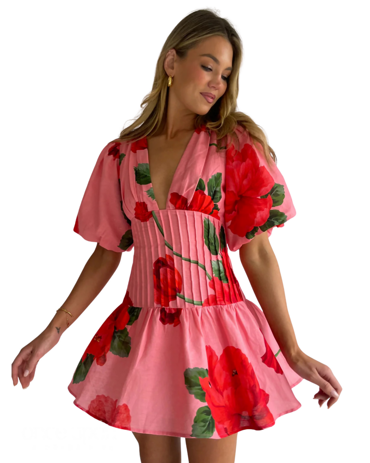 By Nicola Neve Mini Dress Raspbery Bloom