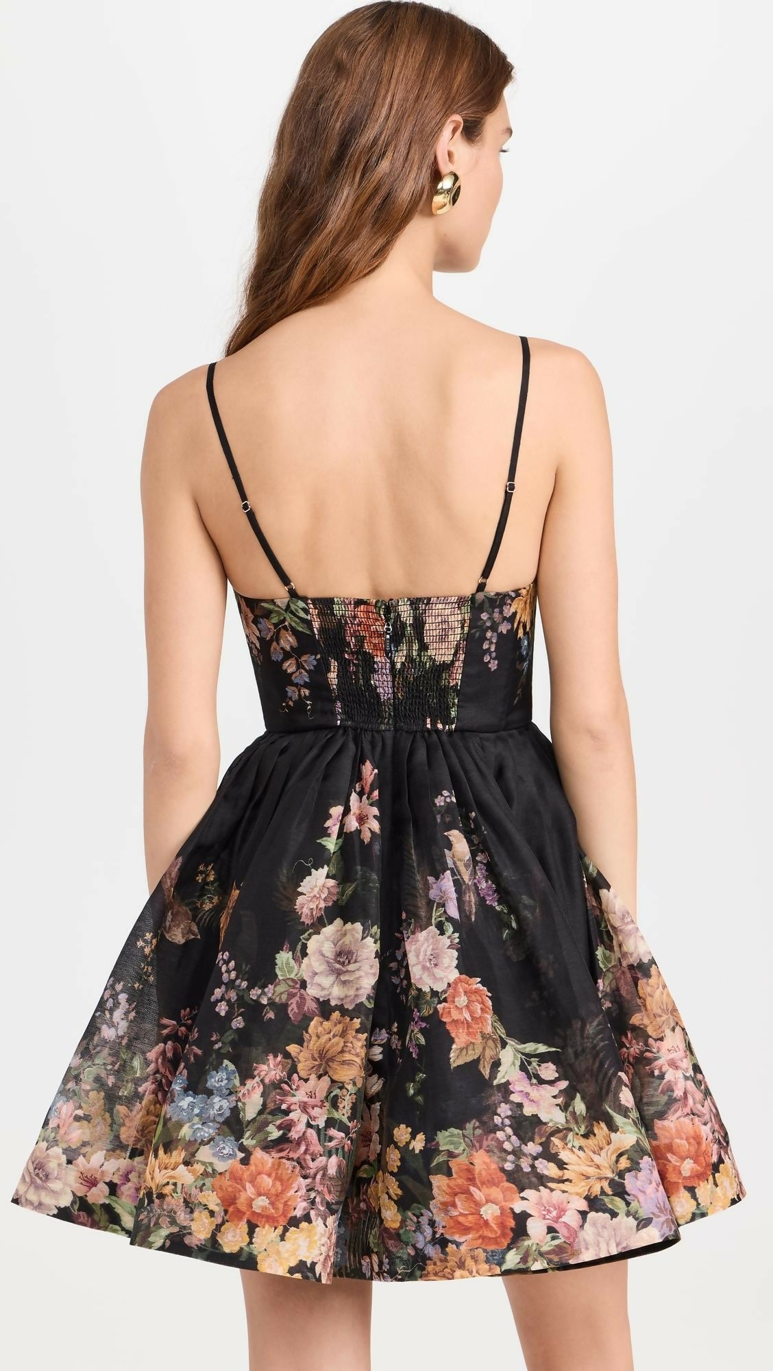 zimmermann pavilion tie-neck mini dress High-Neck Silk And Linen-Blend Invisible zipper on the back Zimmermann Pavilion V Neck Mini