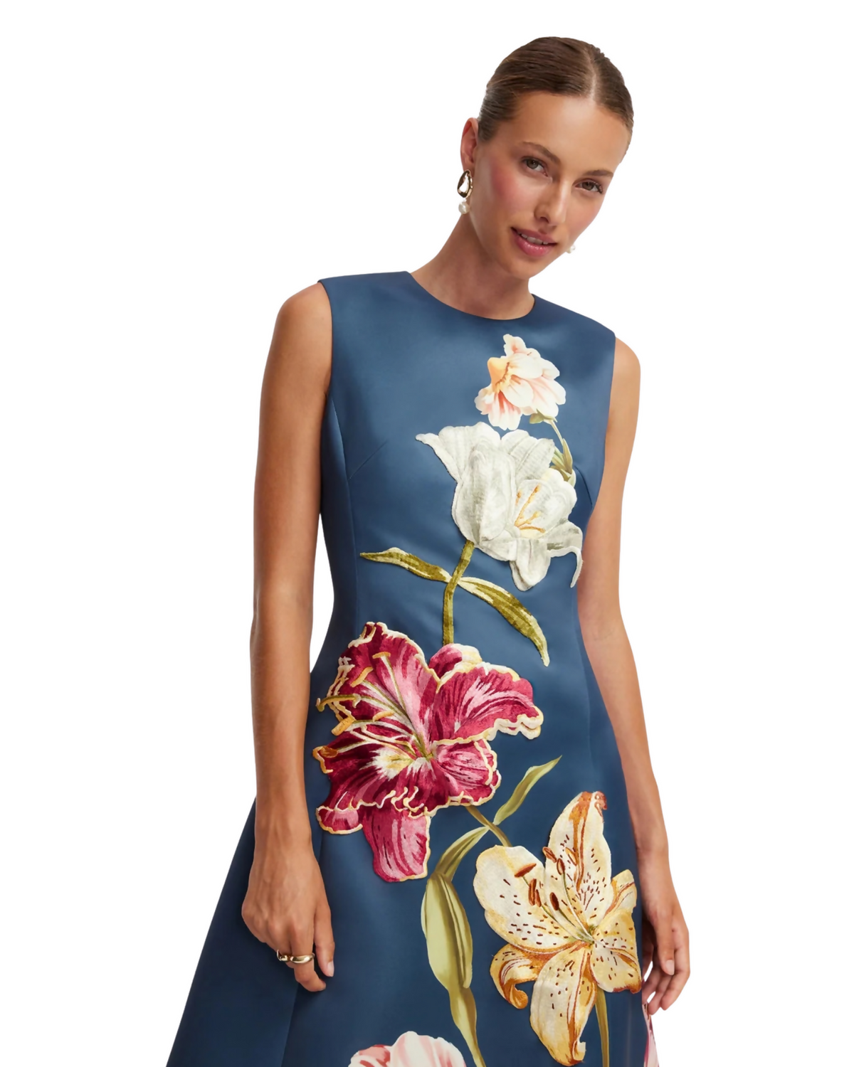Leo Lin Cleo Embroidered Sleeveless Midi Dress
