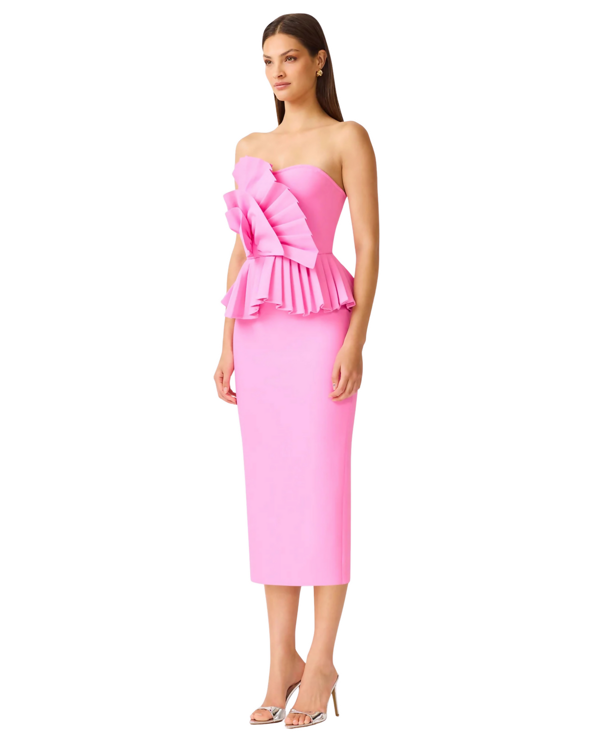 Elliatt Orelia Pleated Midi Dress Candy Pink