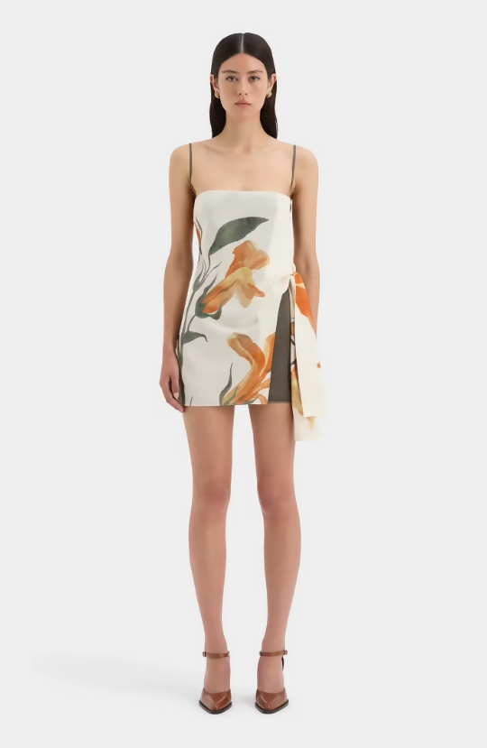 Constance Tie Mini Dress Multi Size 1 / AU 8