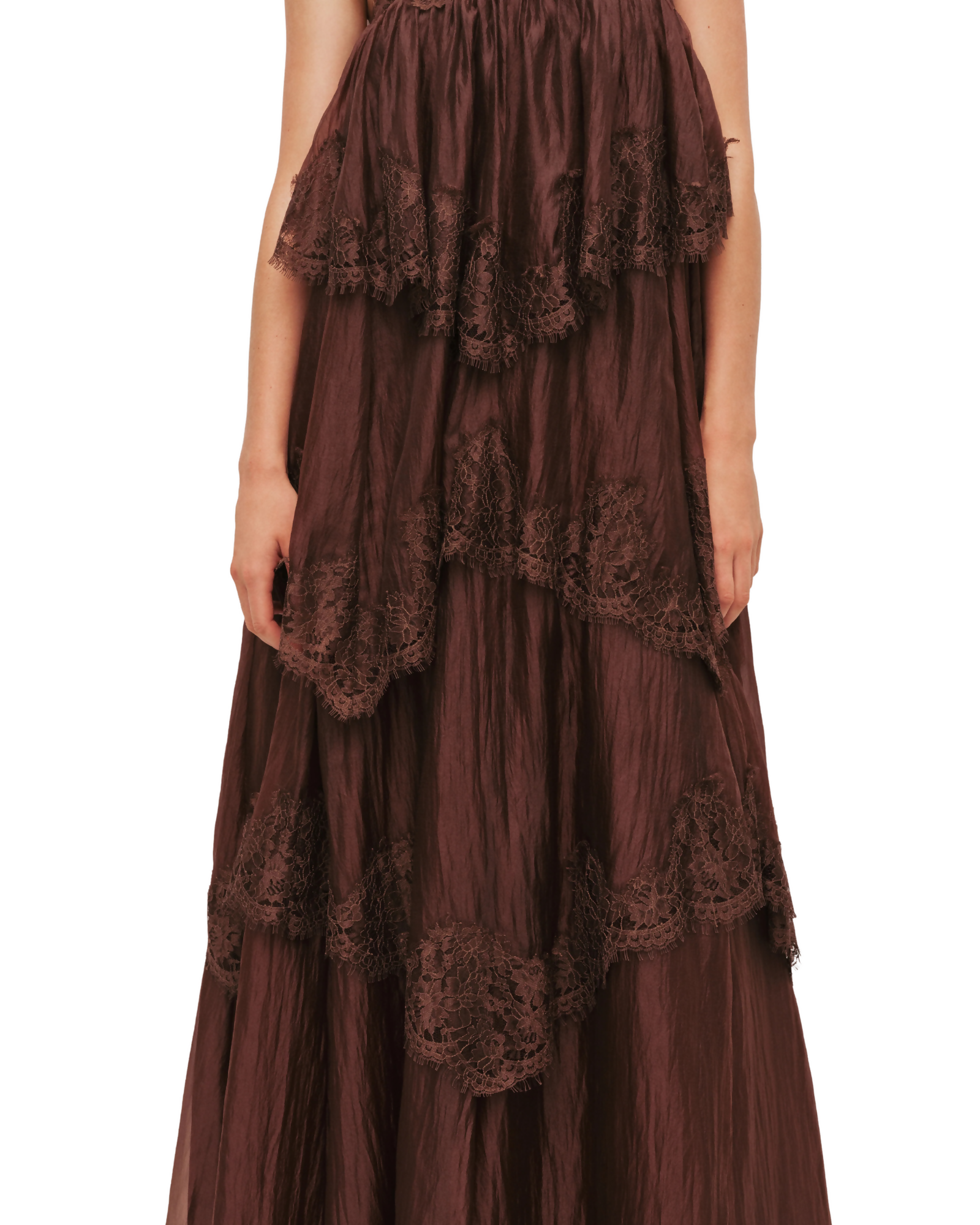 Aje Ophelia Lace Gown Chocolate Brown Size 12