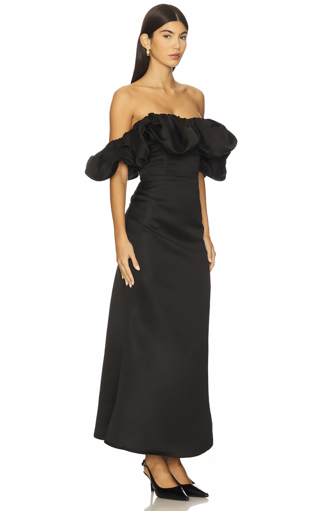 Elliatt Sharon Off The Shoulder Midi Dress in Black XL / AU 14