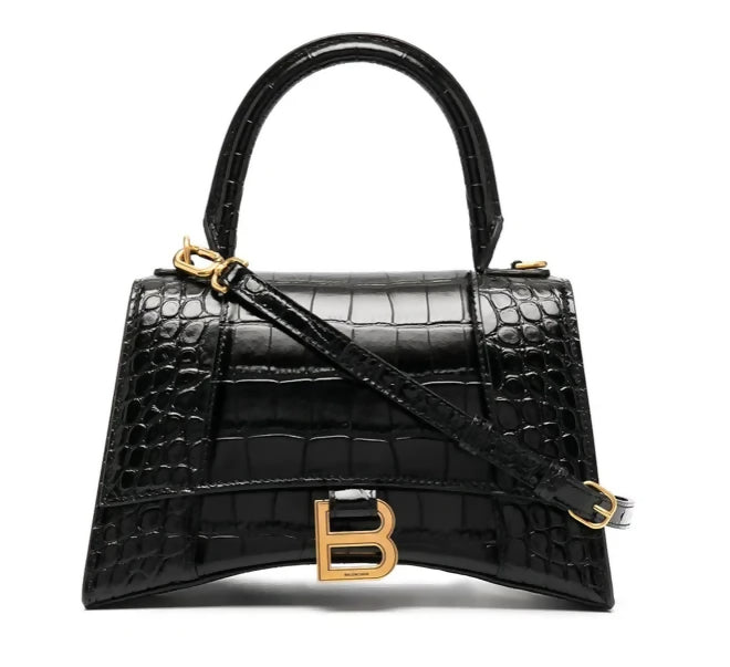 Balenciaga XS Hourglass Top Handle in Blk/Gld