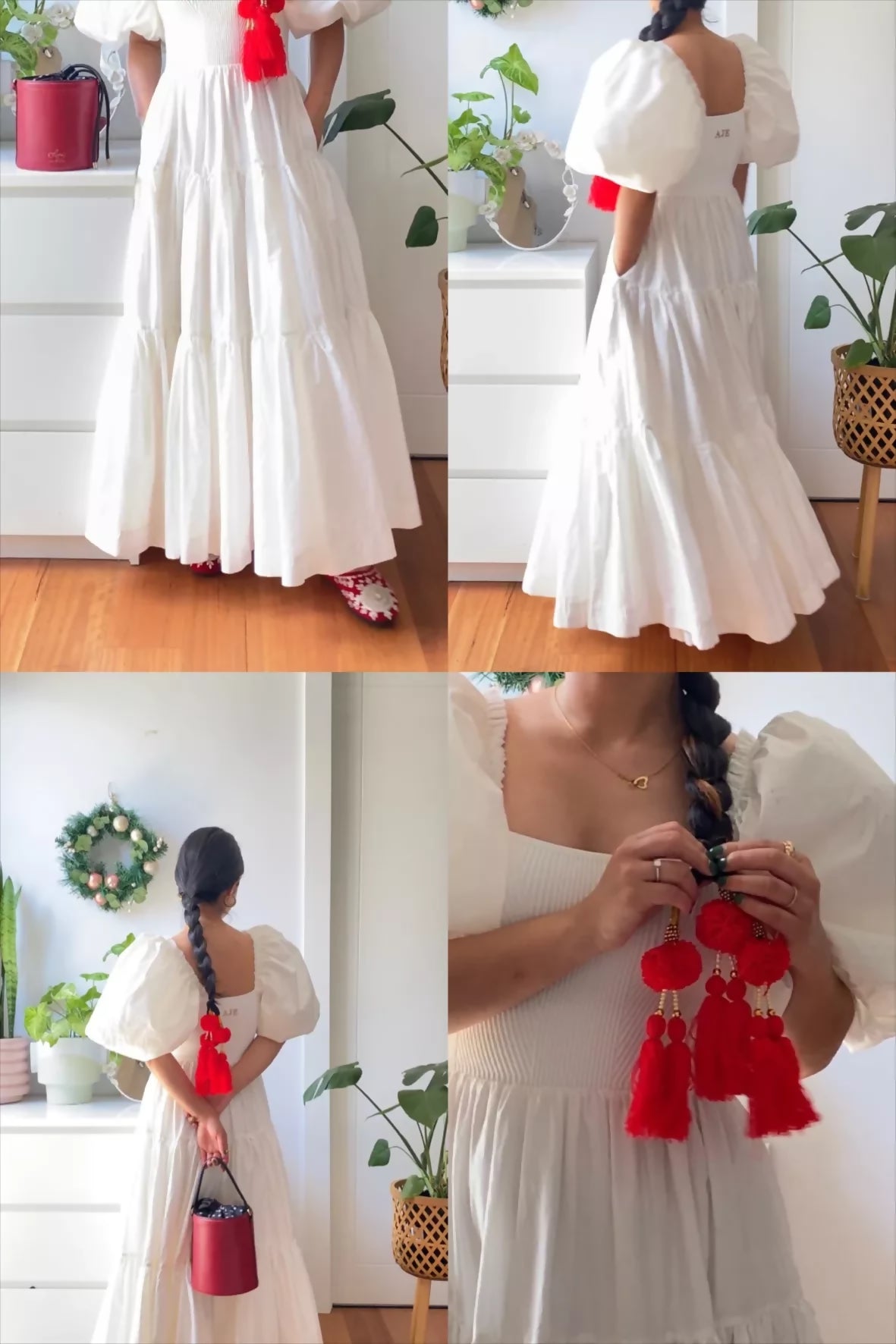Aje Casa Puff Sleeve Midi White