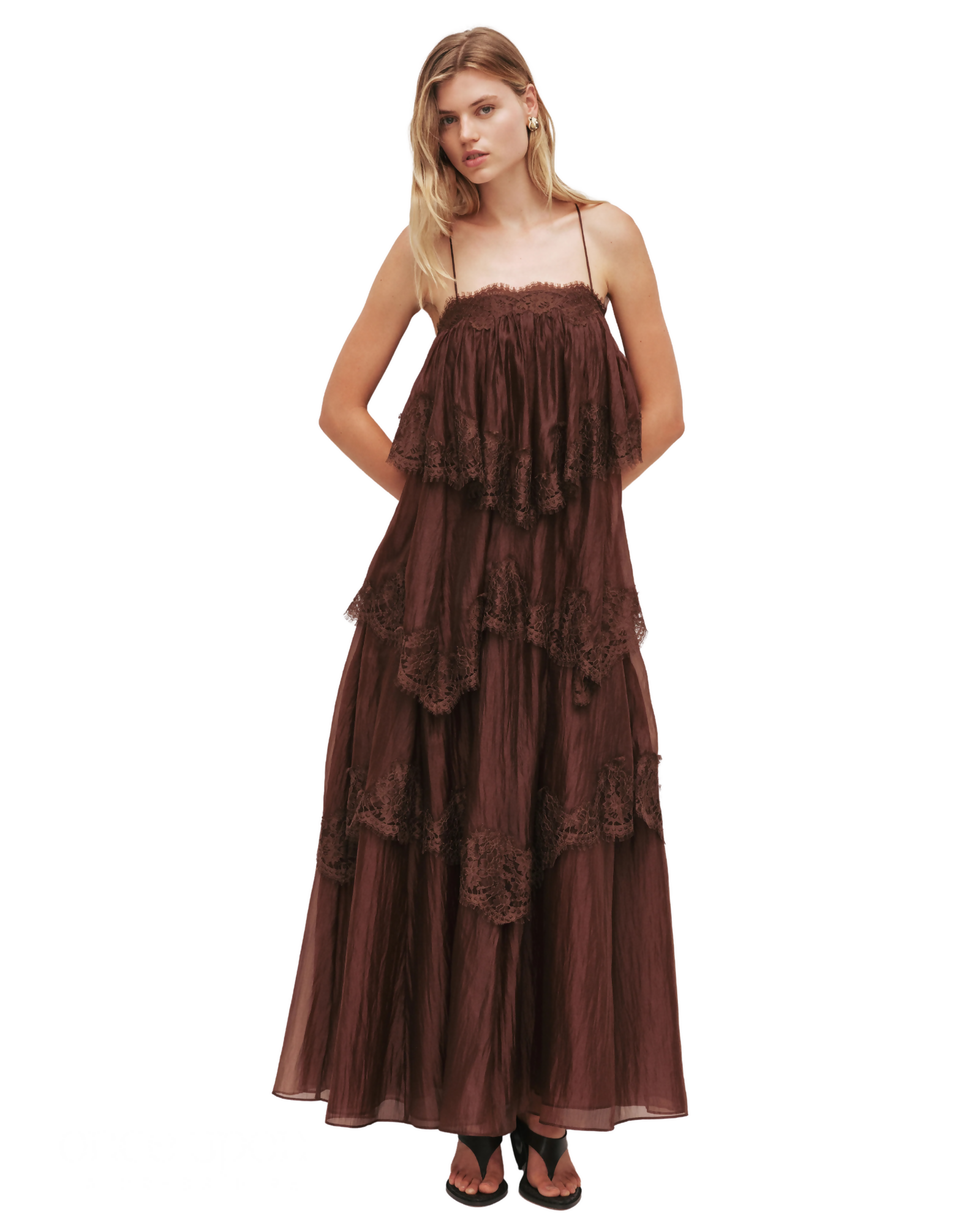 Aje Ophelia Lace Gown Chocolate Brown Size 12