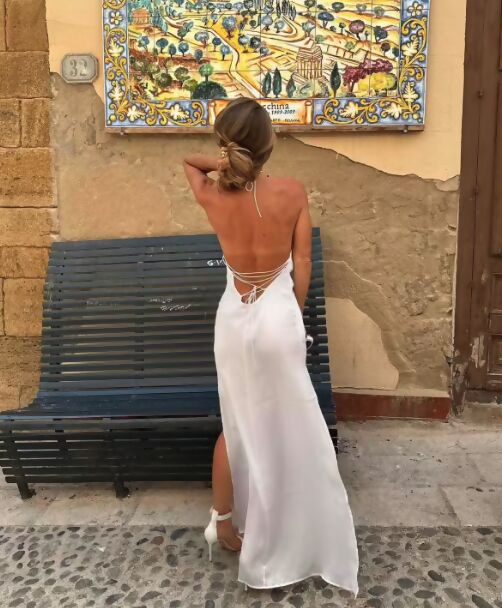 leslie amon orange maxi dress Leslie Amon Star Slip Maxi Dress