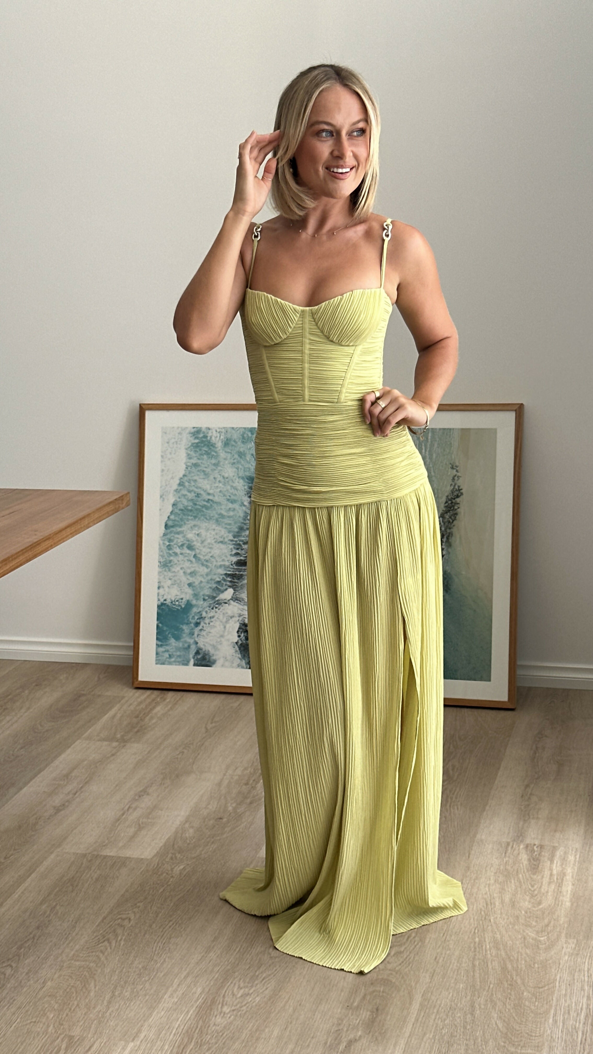 Manning Cartell Double Time Pleat Maxi Dress Pistachio Size 6