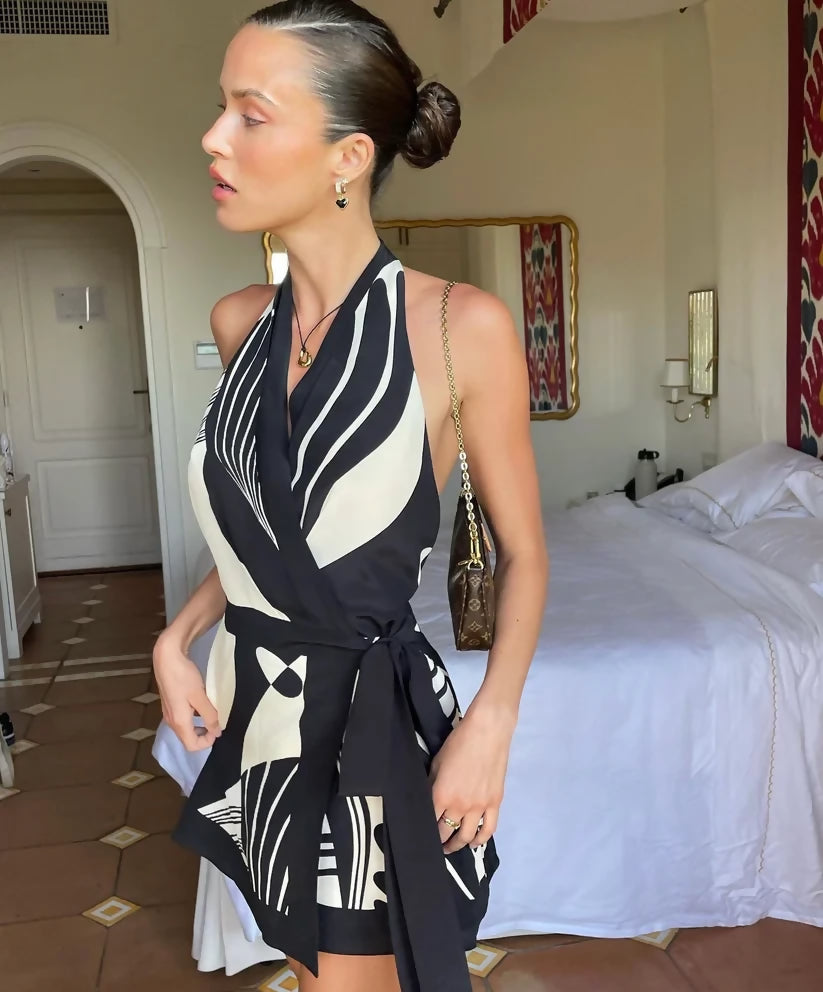 Sir the Label Realisme Wrap Halter Mini Dress