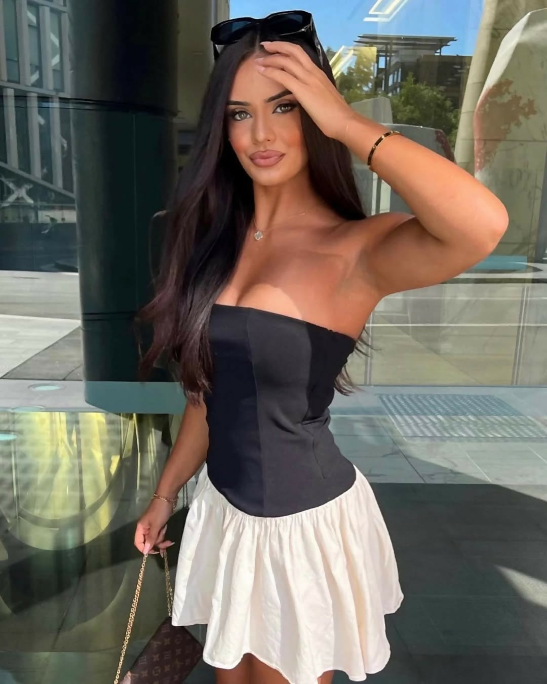 Celine Mini Dress in Black and Cream Size XS