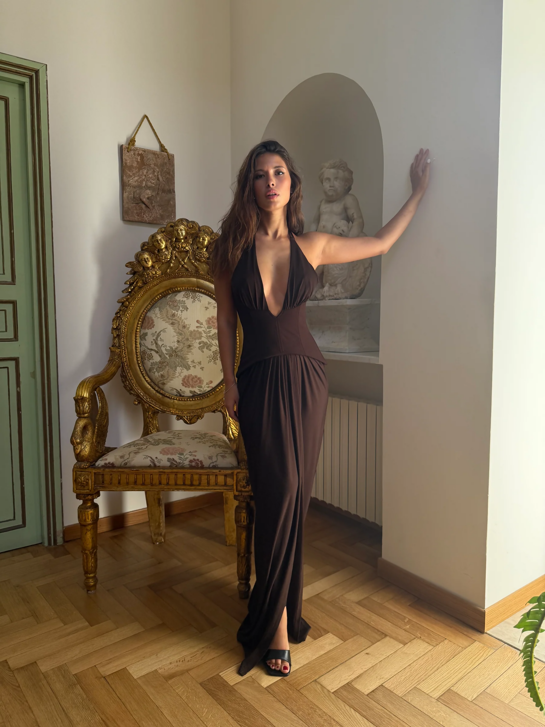She Is Olla Landon Dress - Espresso Brown Size S