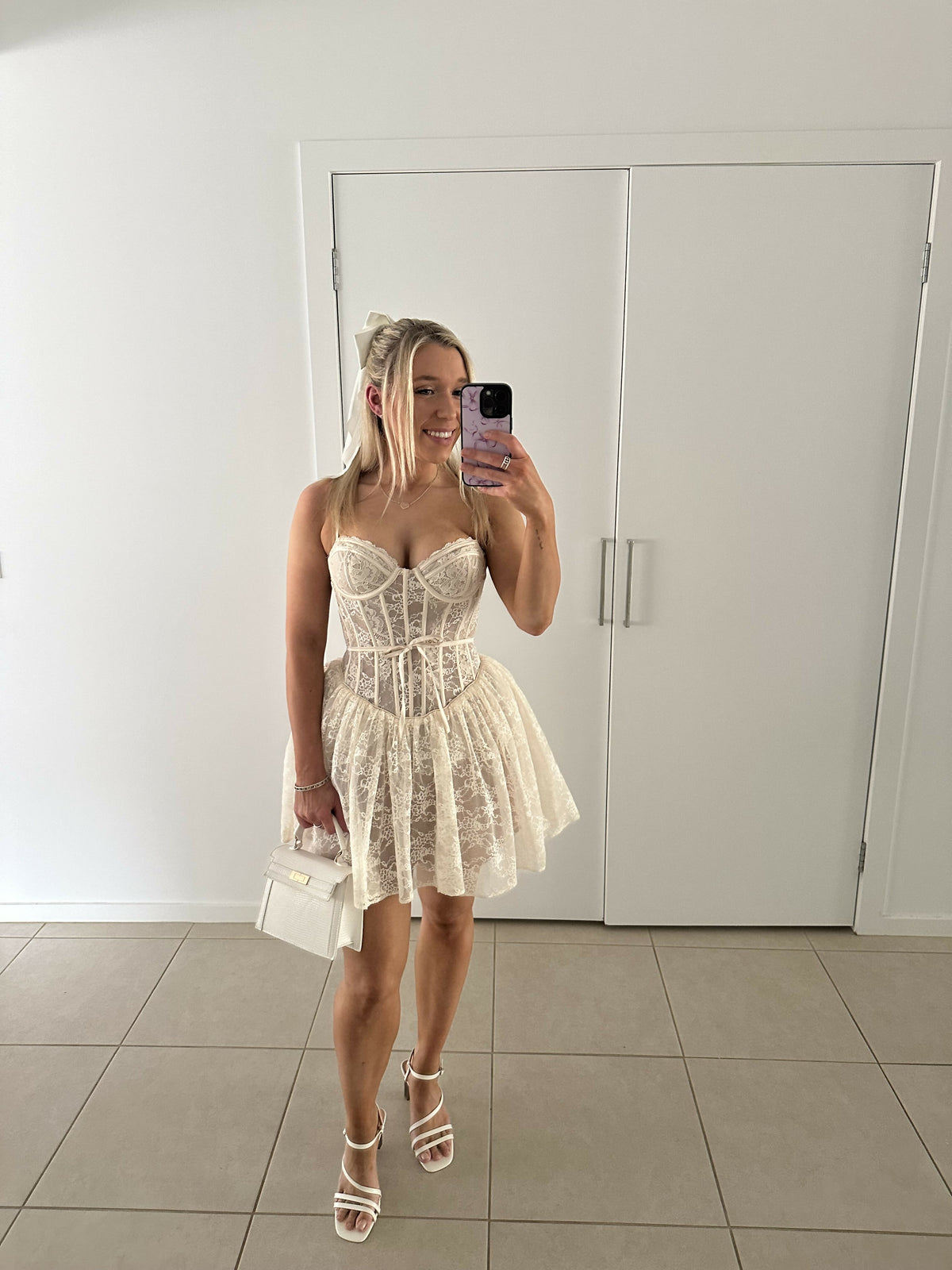 vintage cream lace mini dress 'Louisa' Vintage Cream Lace Mini Dress