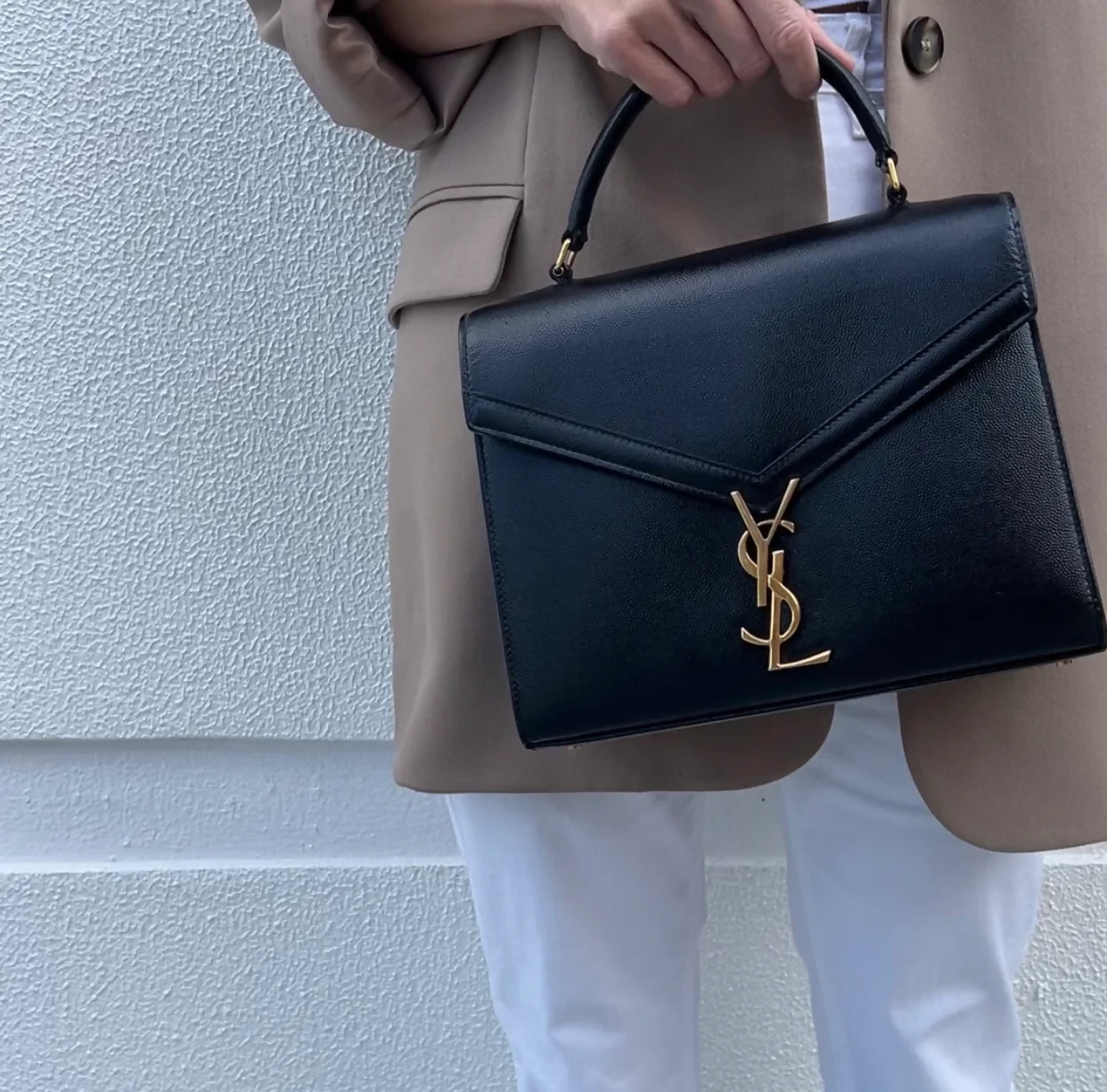 Saint Laurent Cassandra Medium Top Handle Blk/Gld