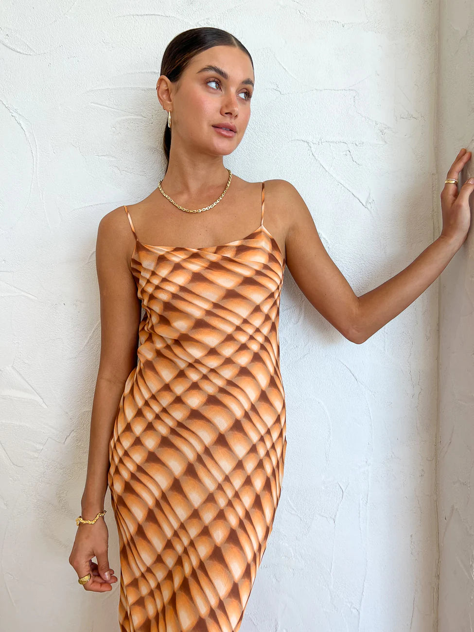 Bec & Bridge Soleil Slip Maxi Dress in Golden Hour Check