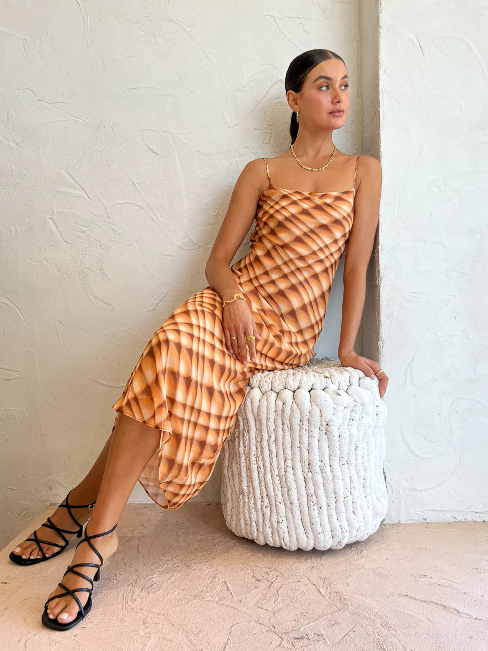 Bec & Bridge Soleil Slip Maxi Dress in Golden Hour Check