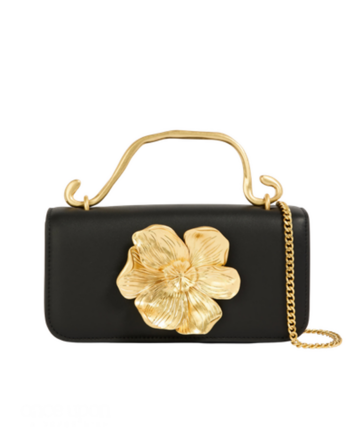 Aje Alessia Flower Clutch Black