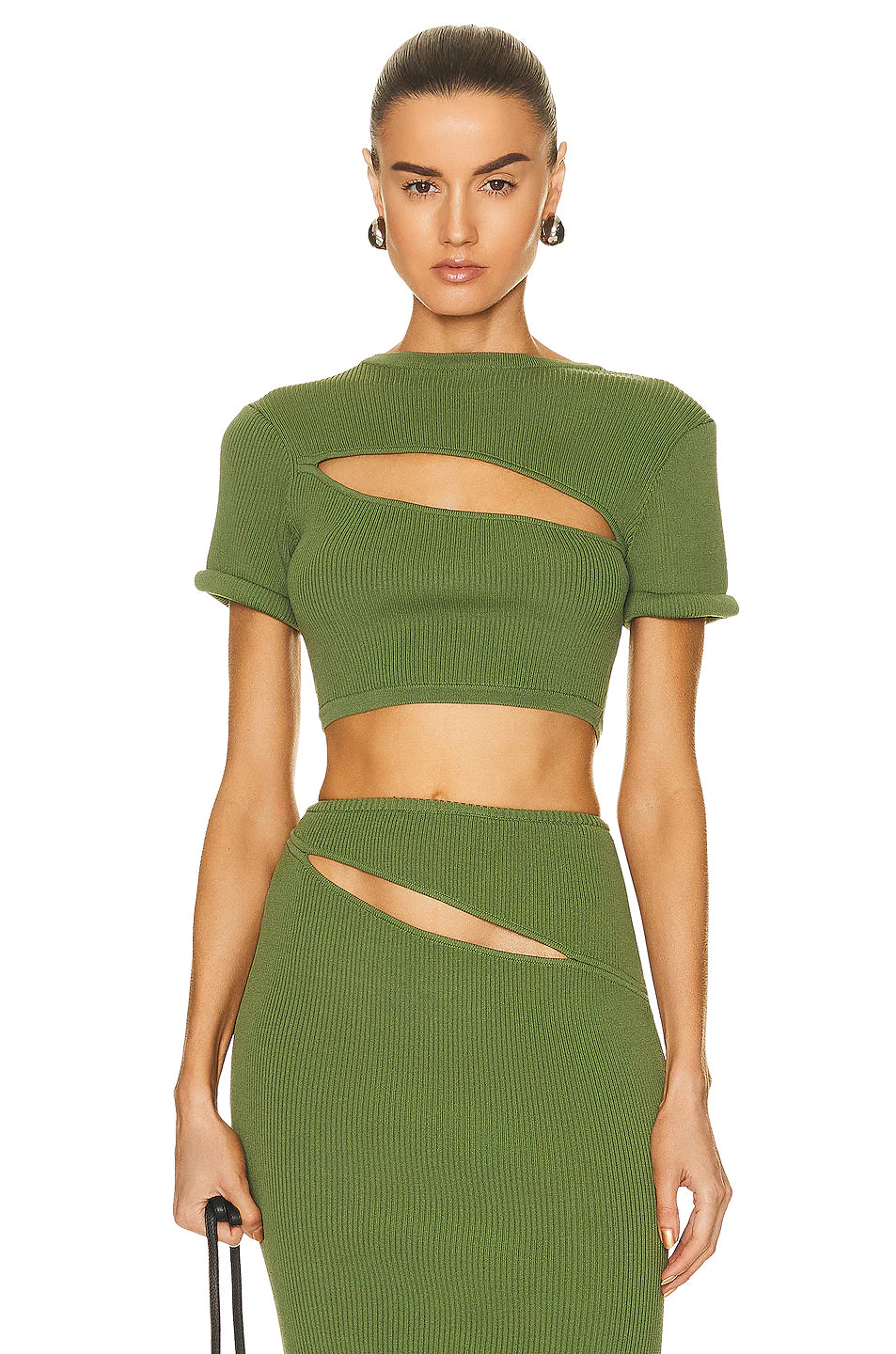 Christopher Ester Slashed Tee and Skirt Set in Vert Green