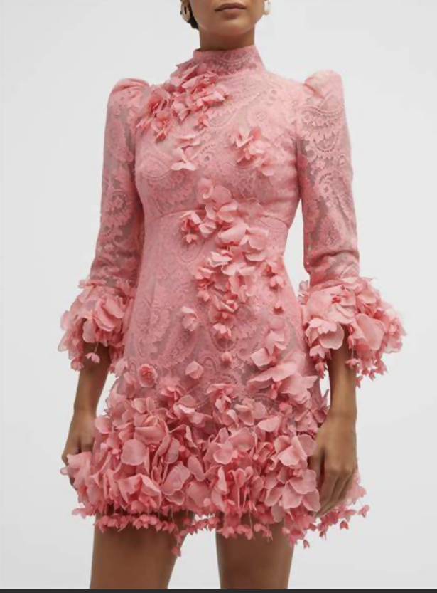 Zimmermann High Tide Lace Mini Dress in Guava size 3 / AU 12