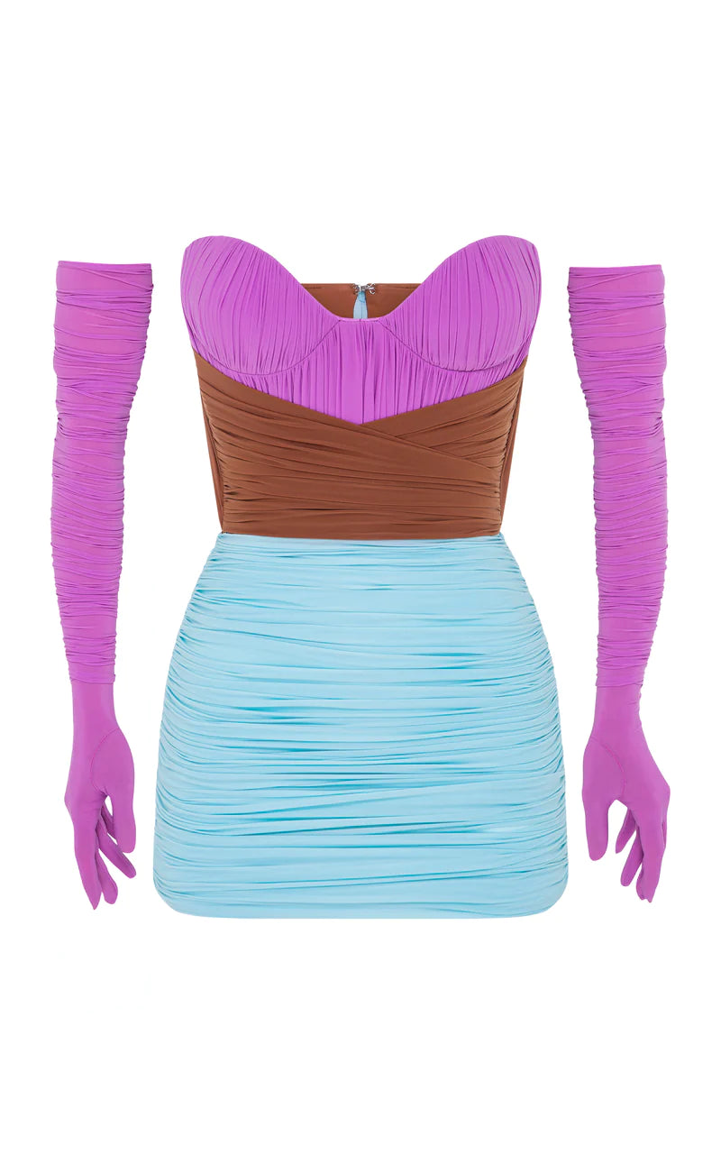 Alex Perry Stone Mini Dress With Gloves Multi