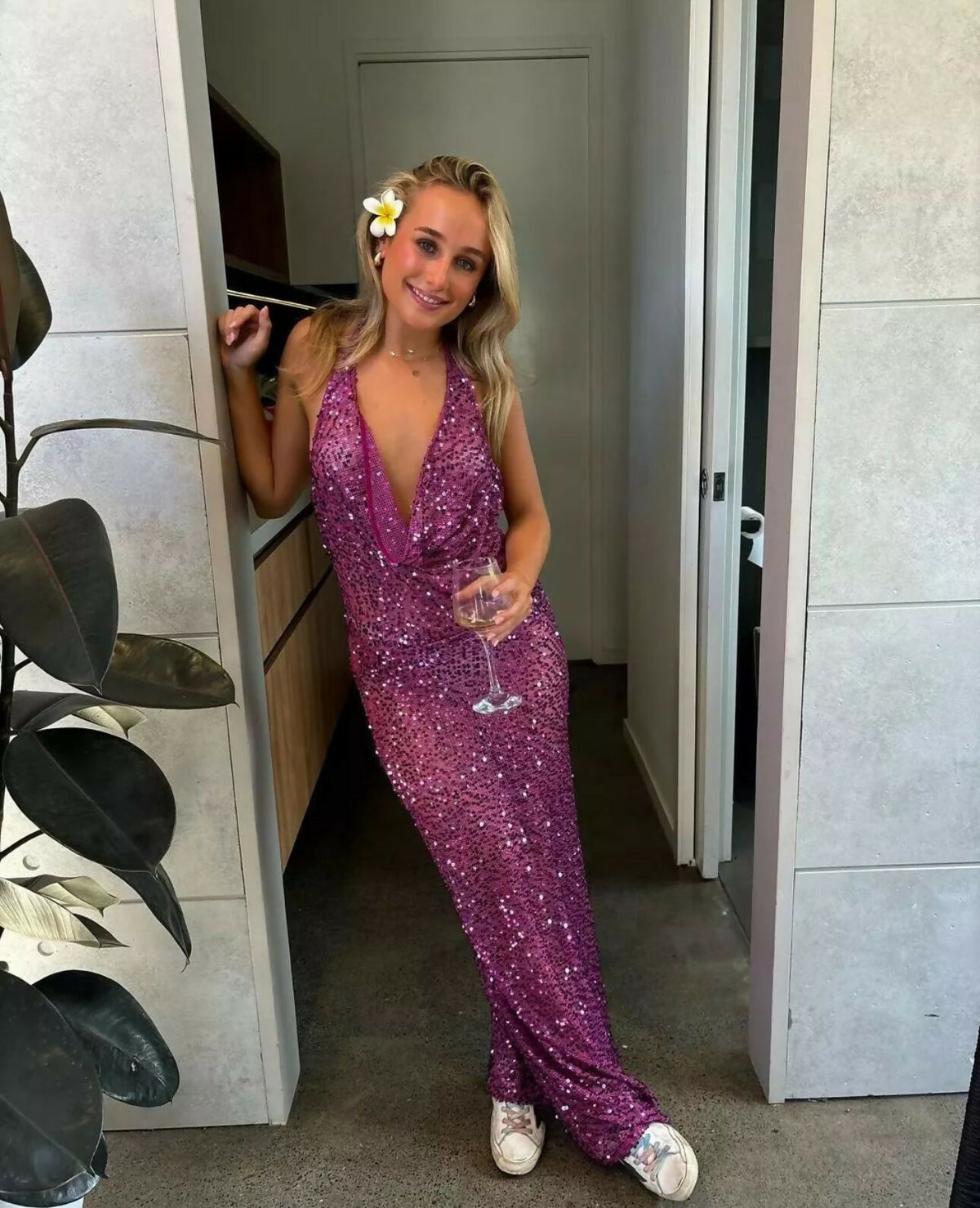 Rat and Boa Verona Raspberry Purple Sequin Dress | The Designer Hire