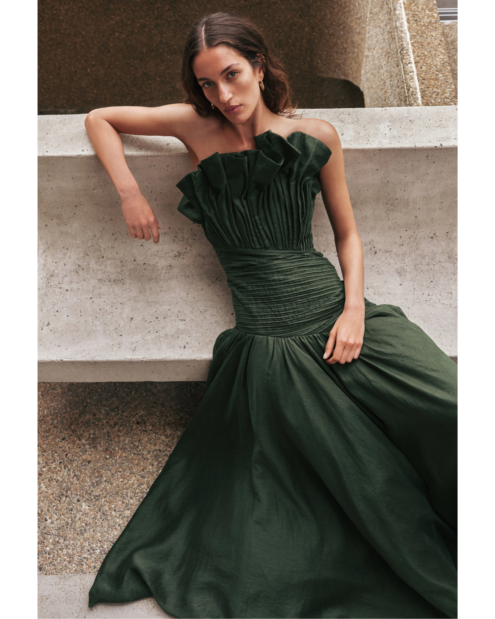 Aje Aquiline Gown Hunter Green Size 10 & 14