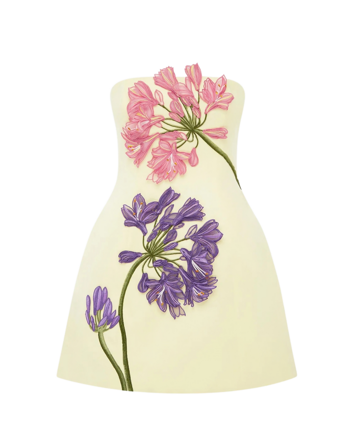 Leo Lin Roselle Appliqué Bustier Mini Dress Agapanthus Print