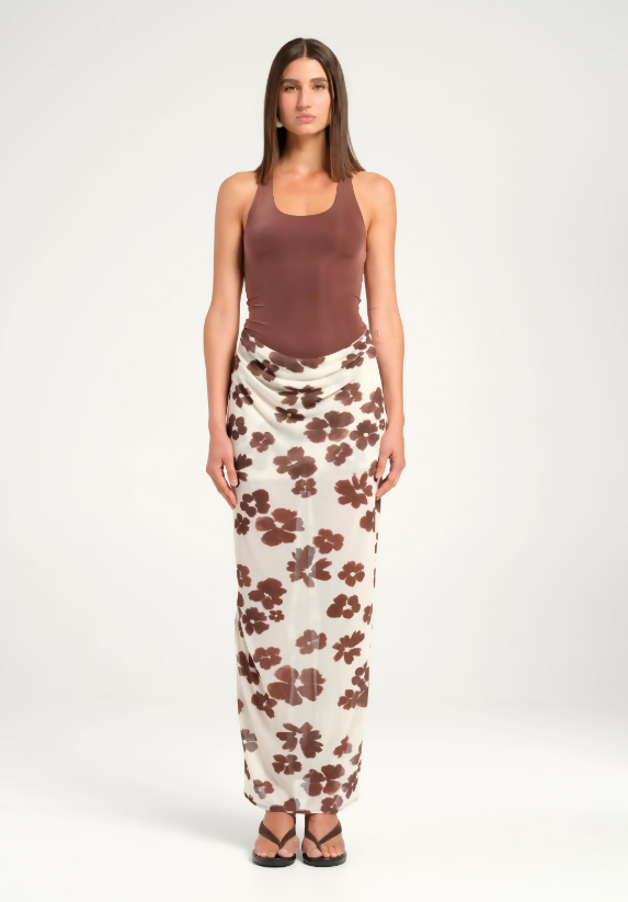 Piper Maxi Dress Coco Blossom Brown Size 6