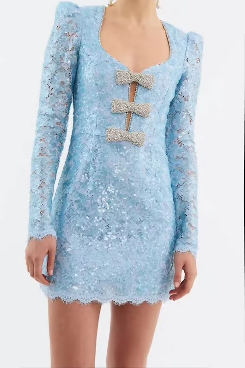 rebecca vallance long sleeve dress Rebecca Vallance Leyla Long Sleeve Mini Dress Blue Size 12