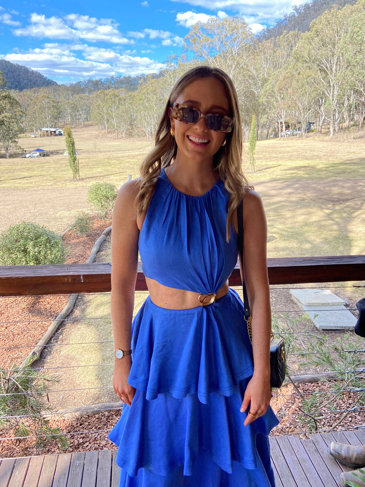 aje sinine dress Aje Wave Cut Out Ring Midi Dress