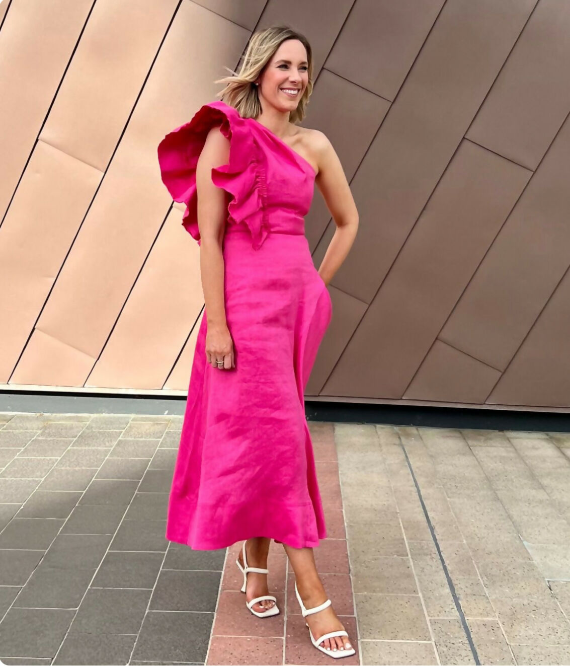 Aje Bonjour Asymmetric Midi Dress Size 8, 10, 12, & 14