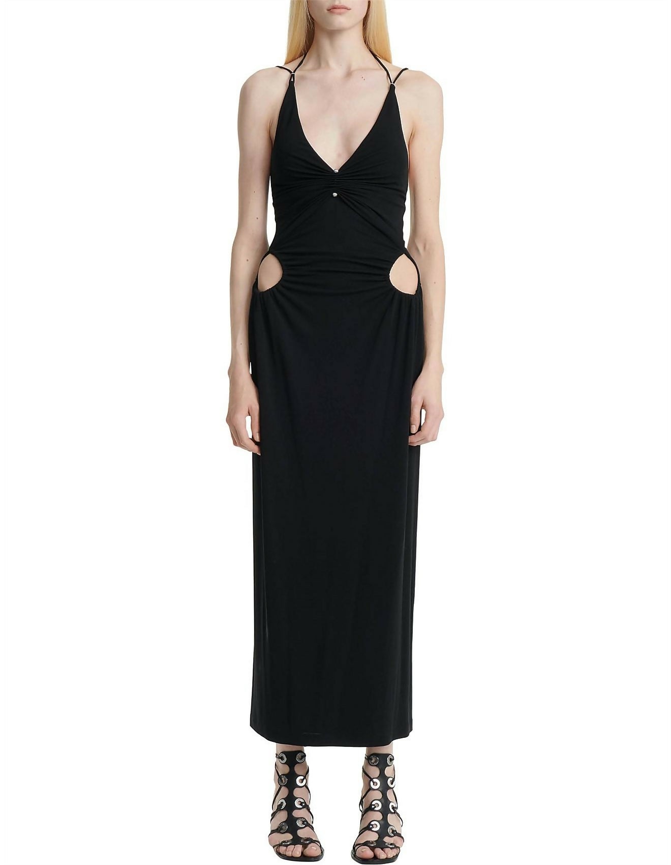Dion Lee Viscose Pierced Jersey Dress Black Size 8