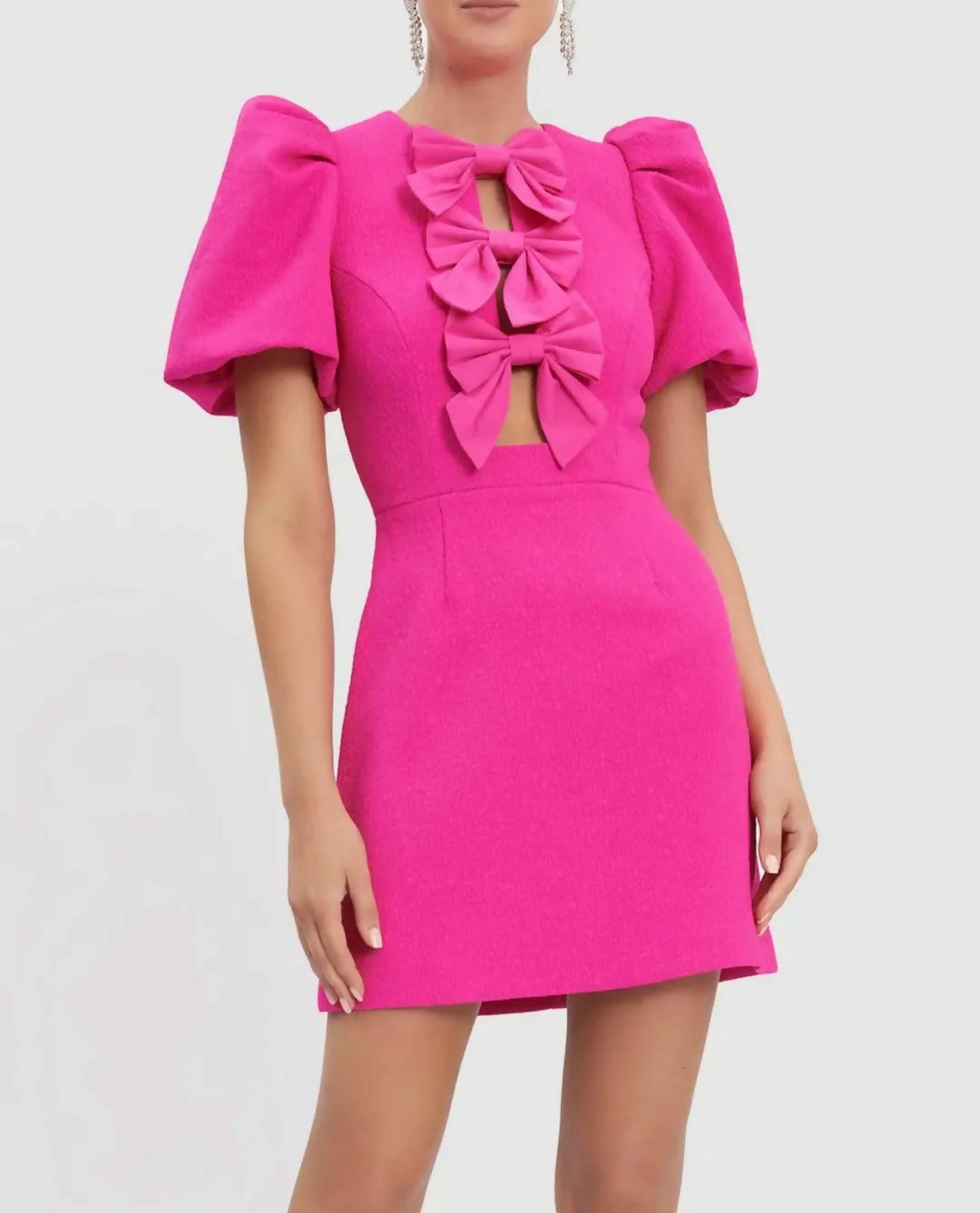 Rebecca Vallance Cecily Mini Bow Dress Hot Pink Size 10