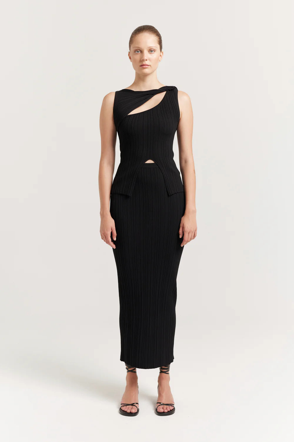 Henne Romee Knit Skirt and Top Set Black