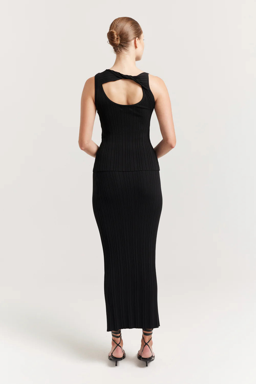 Henne Romee Knit Skirt and Top Set Black