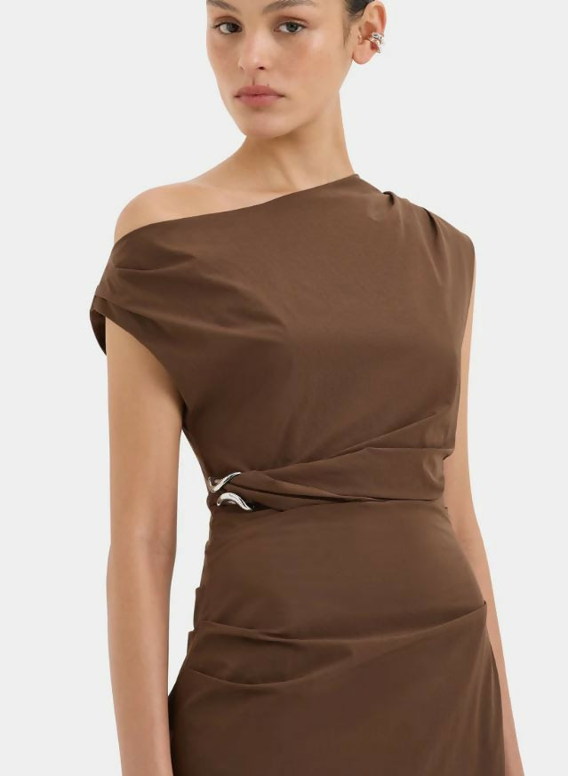 Sir Sol Off Shoulder Gown in Mocha Size 8, 10, & 12