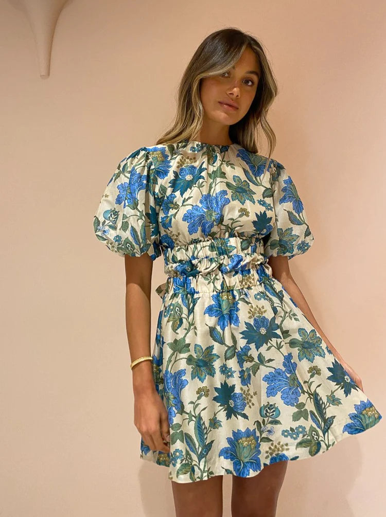 Sir Celia Open Back Mini Dress In Marguerite Print