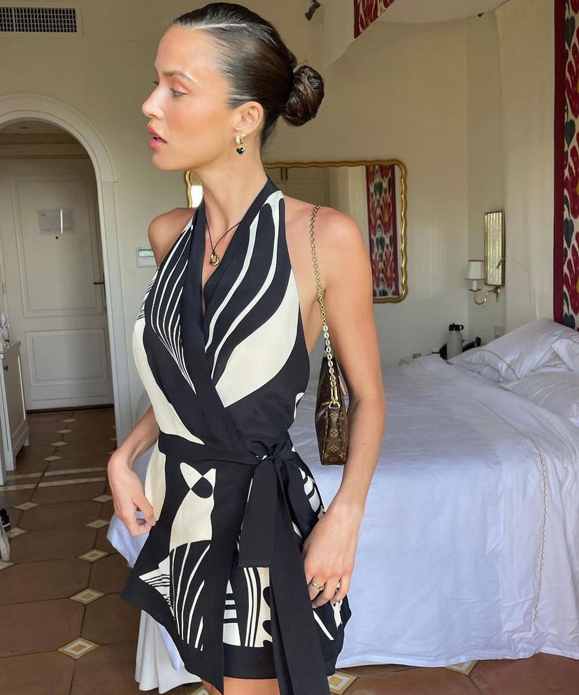 SIR the Label Realisme Wrap Halter Mini Dress SIR the Label Realisme Wrap Halter Mini Dress