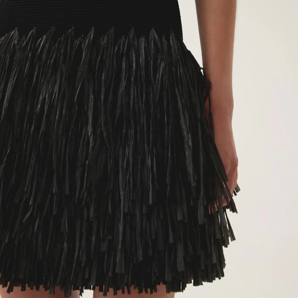 rushes raffia knit mini dress Aje Rushes Raffia Knit Mini Dress Medium