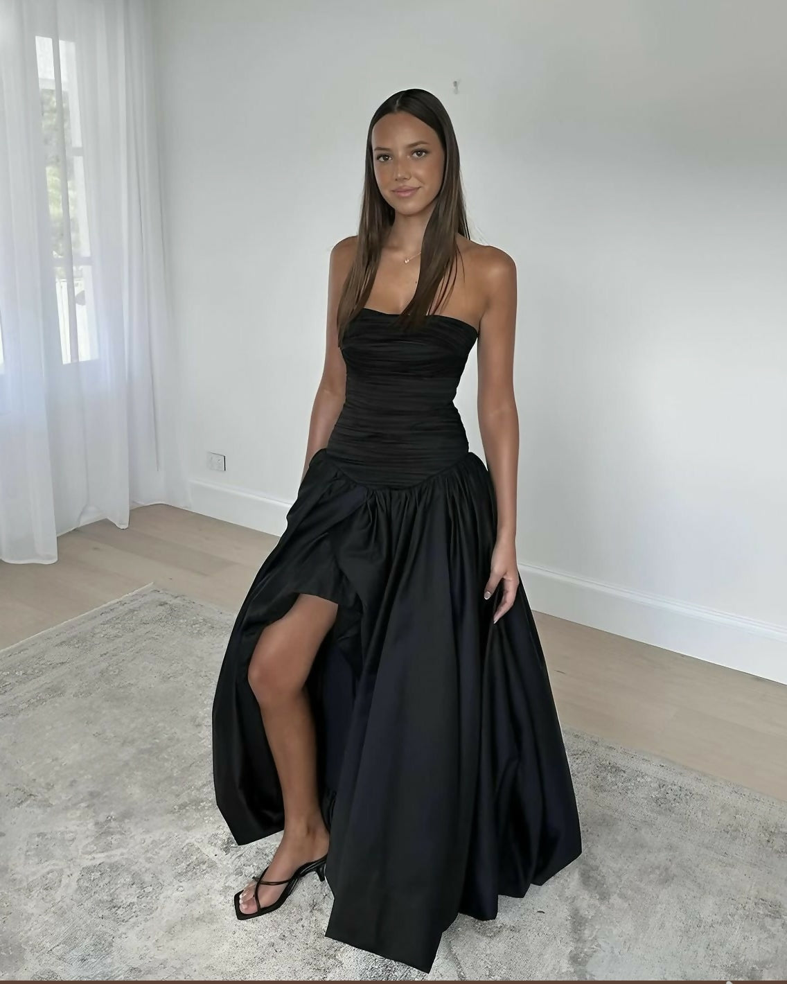 black aje bubble dress Violette Bubble Hem Maxi Drs-BLACK / 4