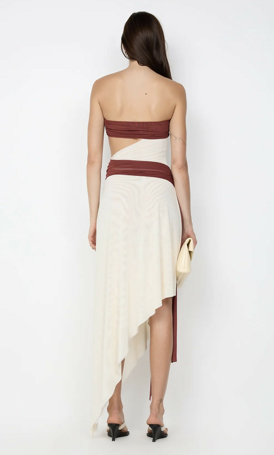 Ayla Strapless Midi Dress Rust/Buttercream Size 8