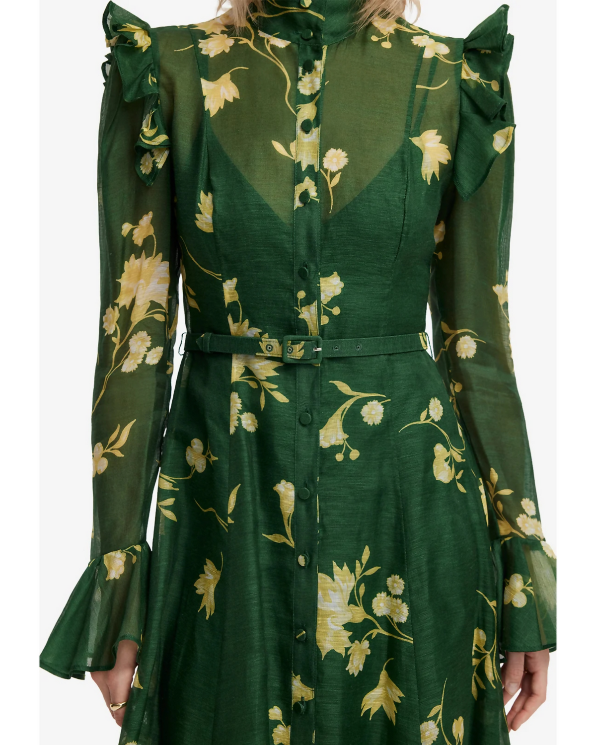 Leo Lin Katrina Butterfly Sleeve Midi Dress Forest Print