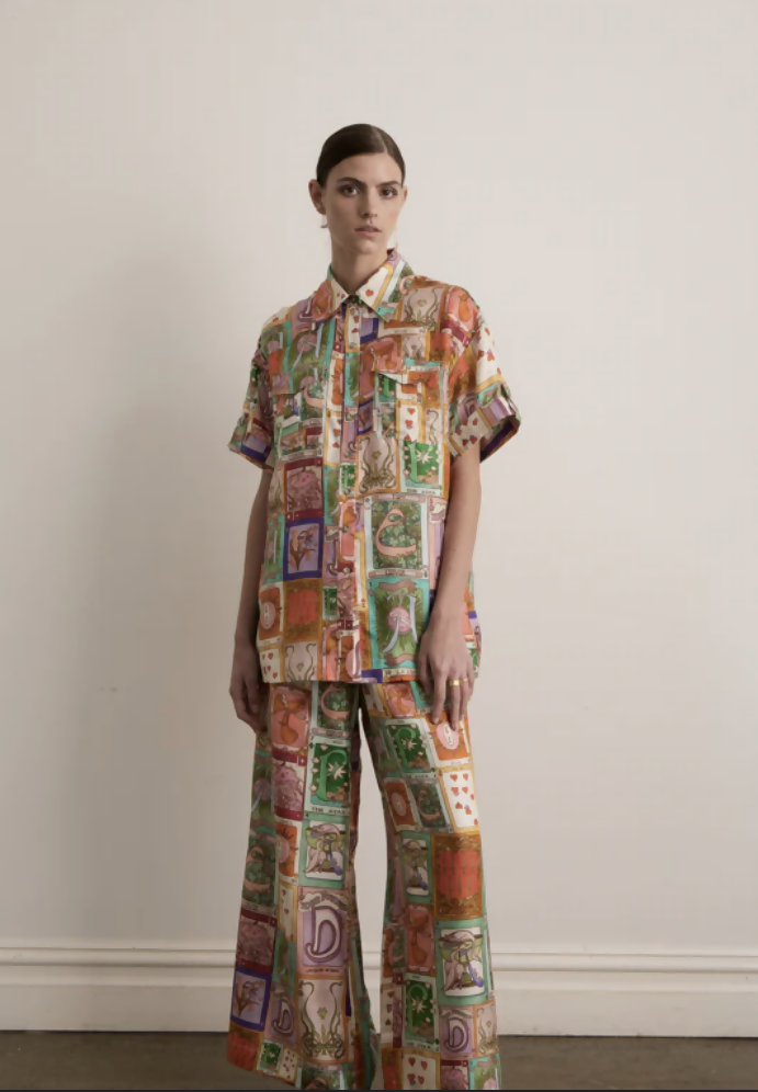 Kate Ford Cairo Silk Oversized Tee & Pants Set size 3 (AU12)