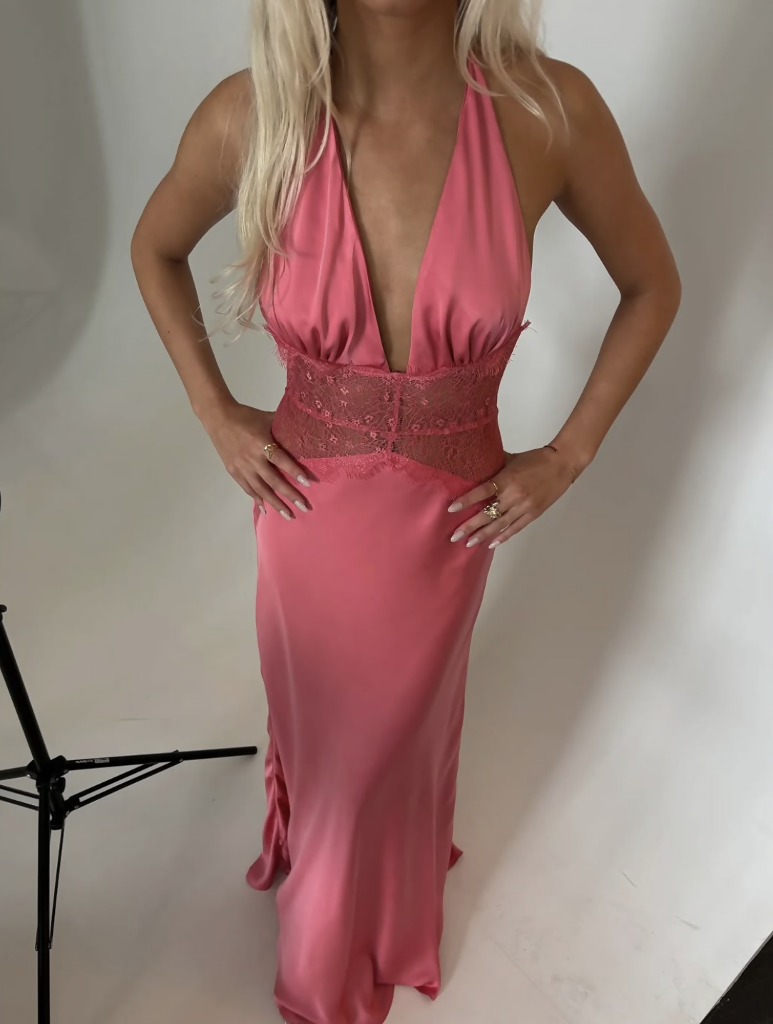 Dinah Lace And Satin Maxi Dress Size S