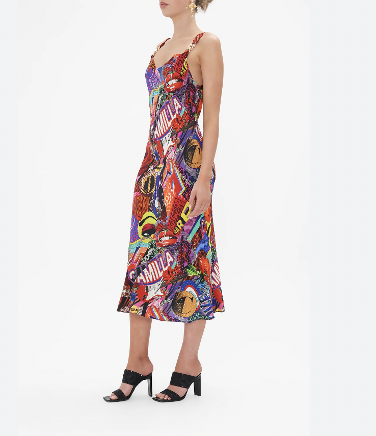 Camilla Bias Slip With Wide Strap in Radical Birth size L (12-14AU)