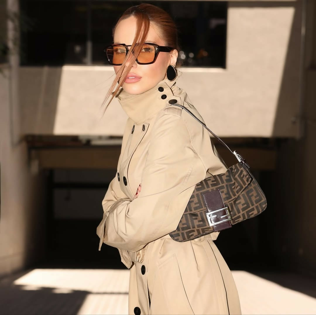 Fendi Zucca Baguette Brown Coated Canvas Shoulder Bag