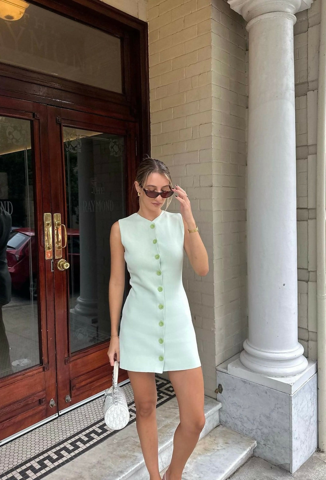slim fit dress slacks Maxina Crossover Dress in Mint main image 1