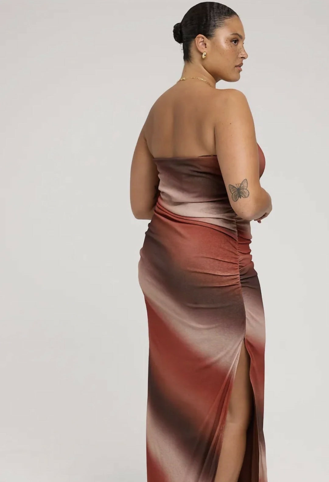 Perfect Stranger Superstition Mesh Maxi Dress Brown Print Size 6