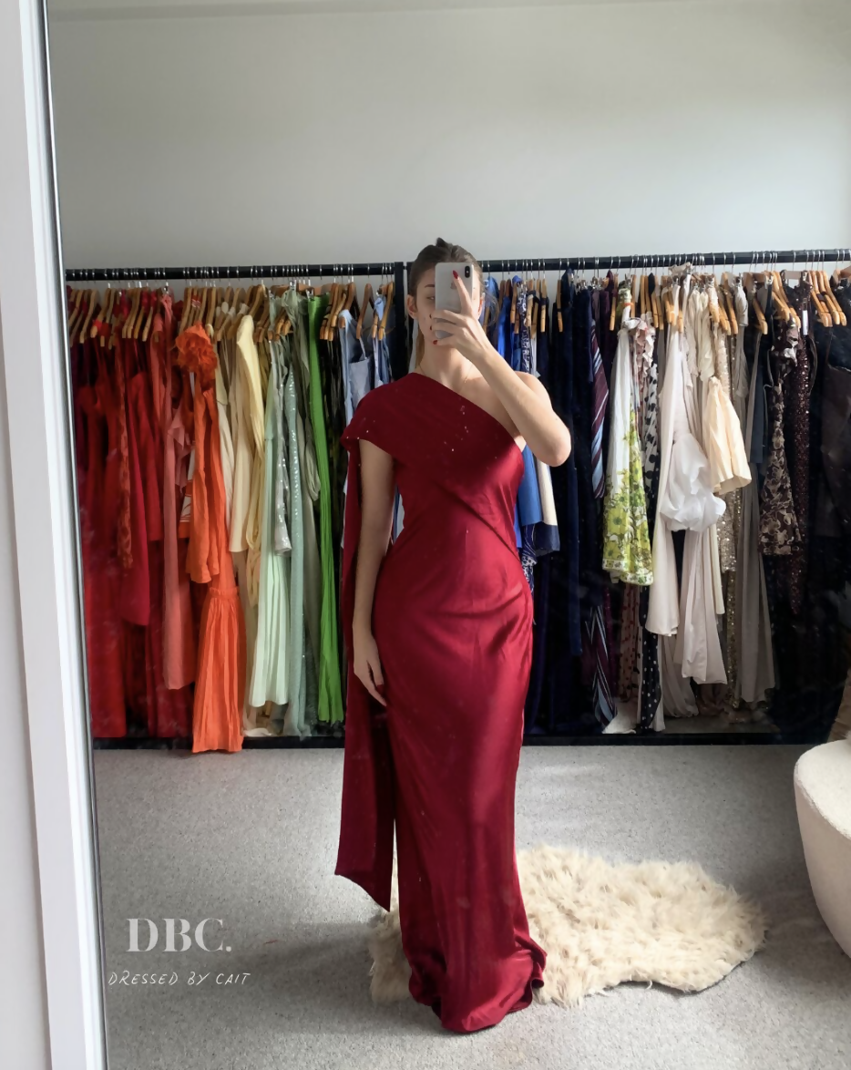 MISHA Collection Lilia Satin Maxi Beetroot