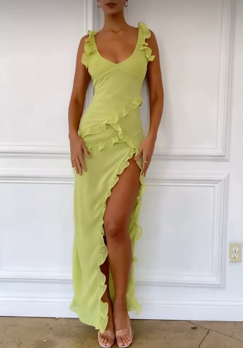 House of CB Pixie ruffle maxi dress The Designer Hire